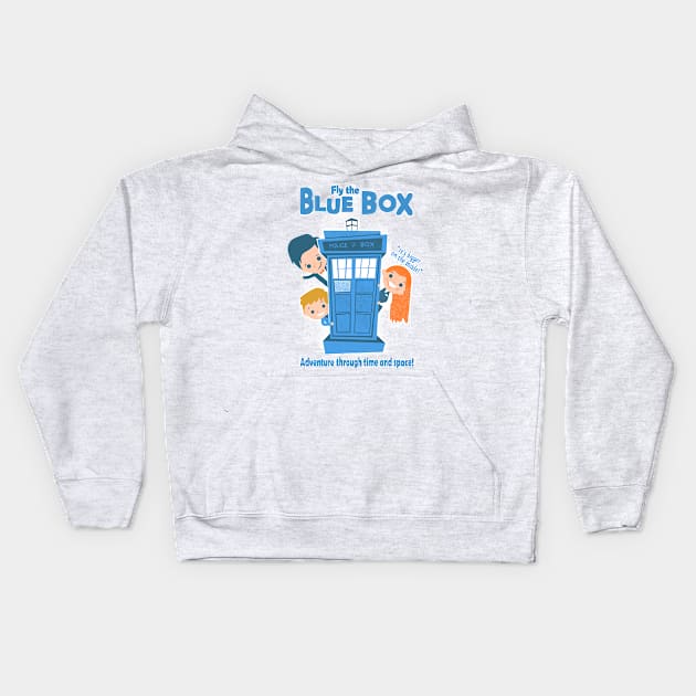 Fly the blue box Kids Hoodie by Queenmob